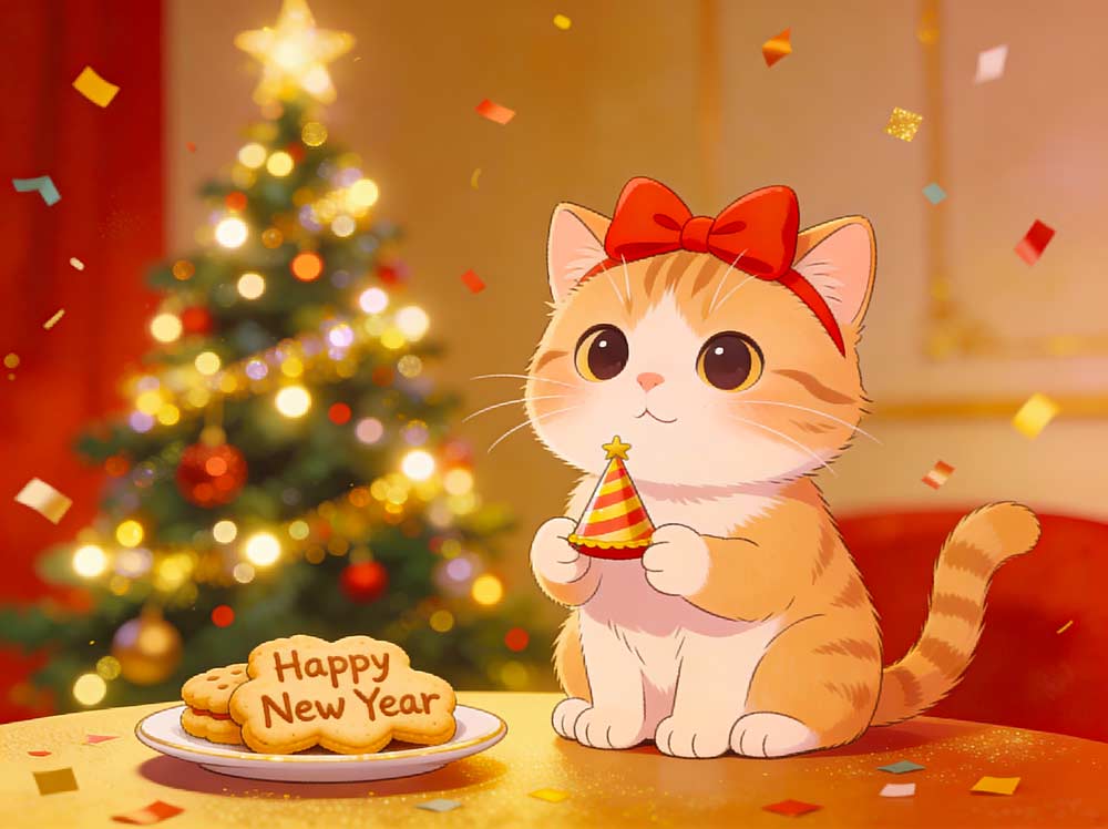 Niedliches Katzenbild für Silvester