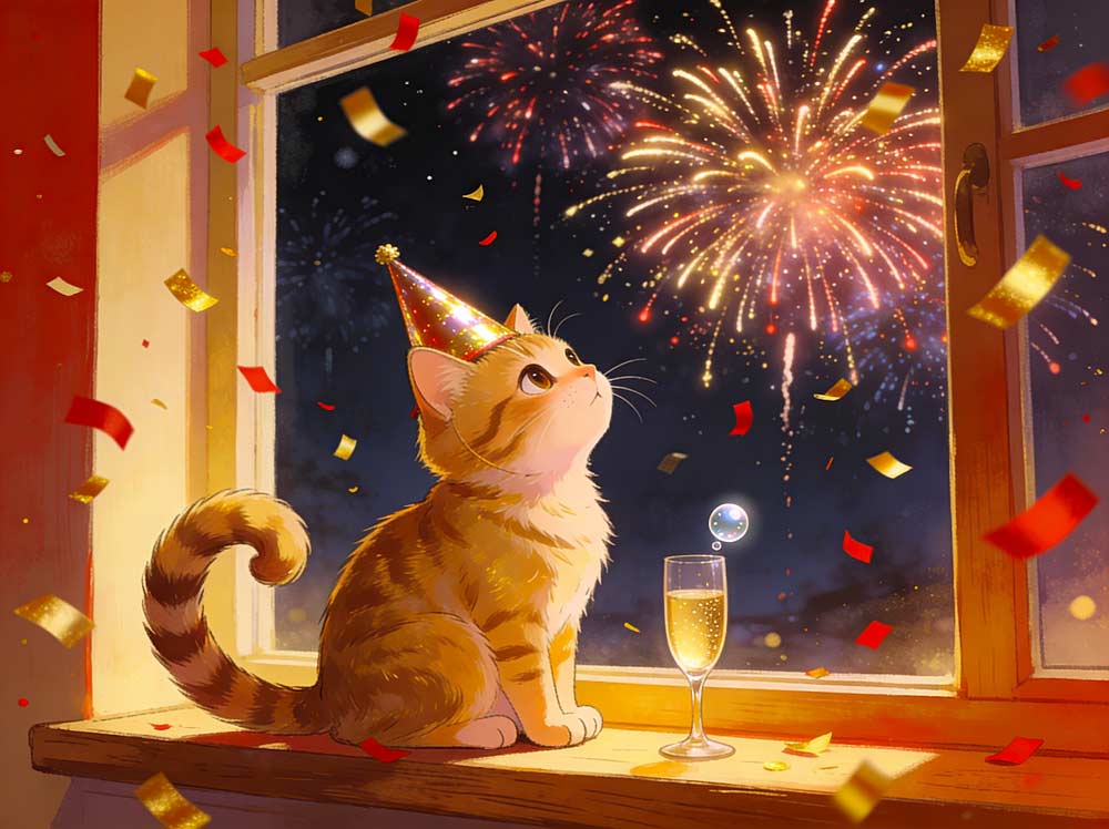 Niedliche Katzenbilder zu Silvester